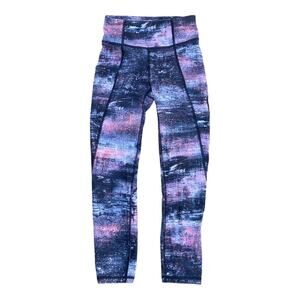 Lululemon Athletica Time To Sweat Crop Azurite Poppy Coral Multi Women’s Size 2